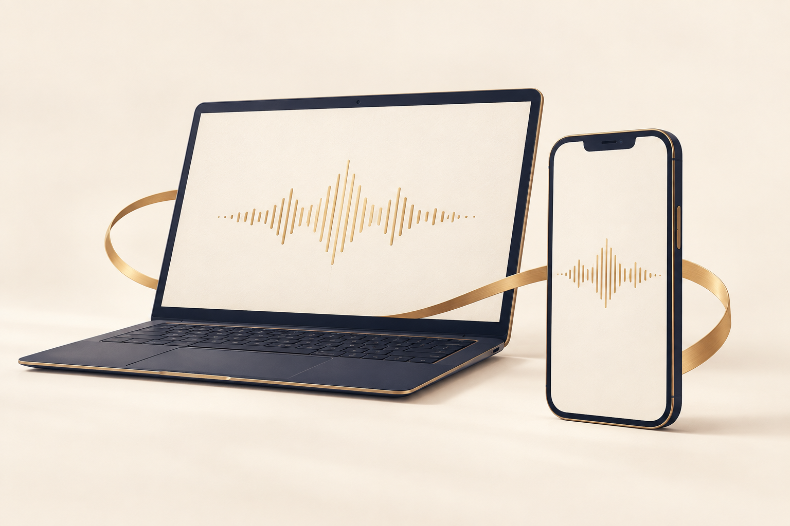 A phone and laptop sharing a voice journal